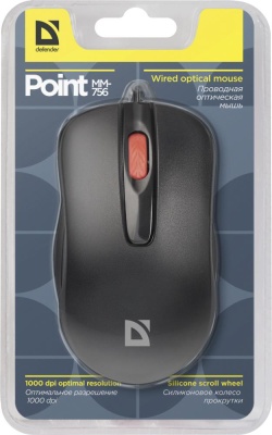 Defender Проводная оптическая мышь Point MM-756 черный,3 кнопки,1000 dpi Defender Point MM-756 (52756)