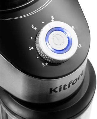 Кофемолка Kitfort KT-744 сист.помол.:жернова вместим.:160гр черный