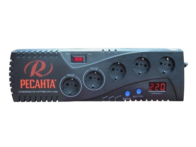 Стабилизатор напряжения Ресанта С1500 электронный однофазный серый