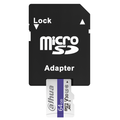 Карта памяти Dahua DHI-TF-C100A-64GB C100A microSD Read 95 MB/s C10/U3/V30 64 GB, Adapter