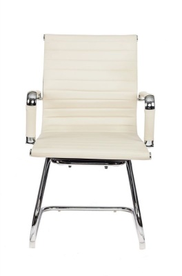 Кресло Бюрократ CH-883-LOW-V слоновая кость искусственная кожа низк.спин. полозья металл хром