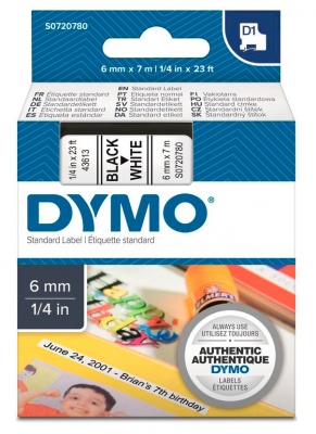 Картридж ленточный Dymo D1 S0720780 черный/белый для Dymo