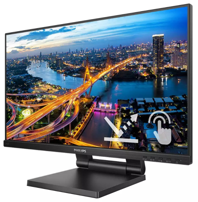 Монитор 23,8" Philips  242B1TC/00 1920х1080@75Гц IPS W-LED 16:9 SmoothTouch 4ms VGA HDMI DP 4xUSB3.0 50M:1 1000:1 170/160 250cd Tilt HAS Speakers Black (242B1TC/00)
