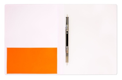 Папка метал.пруж.скоросш. Бюрократ Double Neon DNE07POR A4 пластик 0.7мм кор.27мм карм.прод.внут. оранжевый