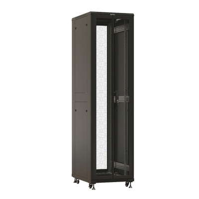 Шкаф Hyperline TTBR-4762-DD-RAL9004 Шкаф напольный 19-дюймовый, 47U, 2277x600х1200 мм (ВхШхГ), передняя и задняя распашные перфорированные двери (75%), ручка с замком, цвет черный (RAL 9004)(разобранн