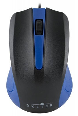 Мышь Оклик 225M черный/синий оптическая (1200dpi) USB (2but)
