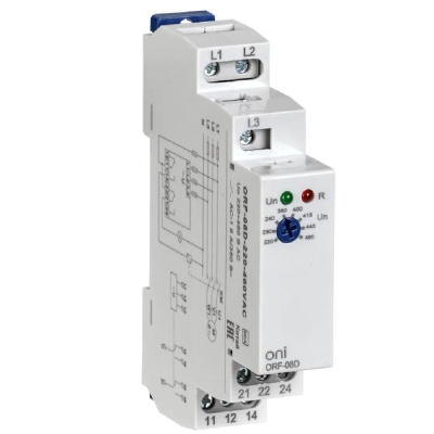 IEK ORF-08D-220-460VAC Реле фаз ORF-08D 3ф. 2 конт. 220-460В AC ONI