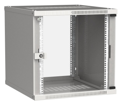 Шкаф коммутационный ITK LINEA WE (LWE3-12U64-GF) настенный 12U 600x450мм пер.дв.стекл 50кг серый 400мм 200град. 20