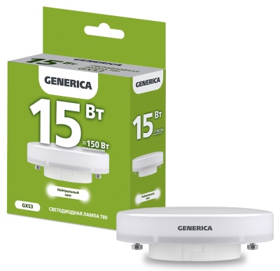 IEK LL-T80-15-230-40-GX53-G Лампа LED T80 таблетка 15Вт 230В 4000К GX53 GENERICA