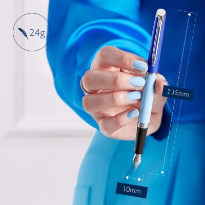 Ручка перьев. Waterman Hemisphere Colour Blocking (2179924) Blue CT F сталь нержавеющая подар.кор.