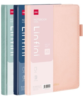 Блокнот Deli LINFINI EN158L A5 210х143мм искусст. кожа 144л линейка твердая обложка ассорти ассорти:син/роз/зел