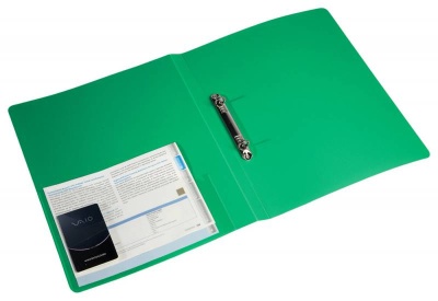 Папка на 2-х кольцах Бюрократ -0818/2RGRN A4 пластик 0.7мм кор.18мм внутр. с вставкой зеленый