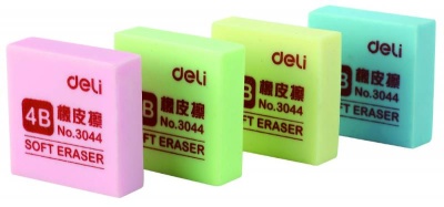 Ластик Deli E3044 Soft 35x35x11мм ПВХ ассорти