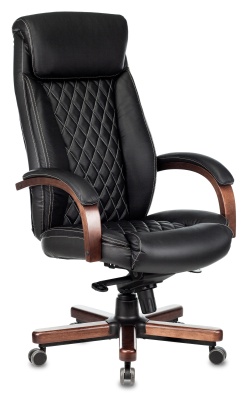 Кресло руководителя Бюрократ T-9924WALNUT черный кожа с подголов. крестовина металл/дерево