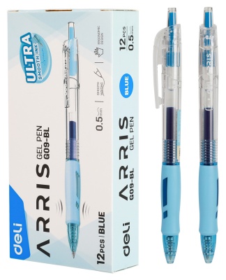 Ручка гелев. Deli Arris EG09-BL синие автоматическая линия 0.7мм
