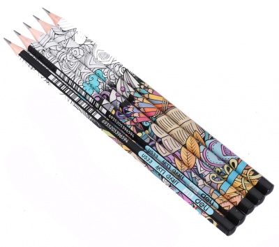 Карандаш чернографит. Deli EU53300-1 Arti Graff 2B шестигран. тополь рисунок (1шт)