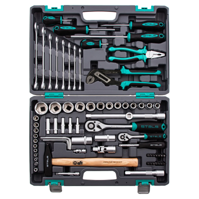 Набор инструментов, 1/2, 1/4, CrV, пластиковый кейс 76 предметов