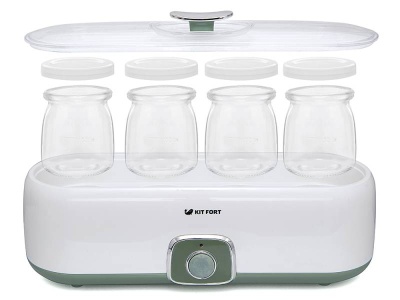 Йогуртница Kitfort KT-2006 20Вт 4б. 180мл белый/зеленый