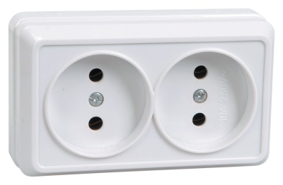 Розетка силовая (2розет.) IEK ОКТАВА (ERO20-K01-10-DC) откр. IP20 белый (упак.:1шт)