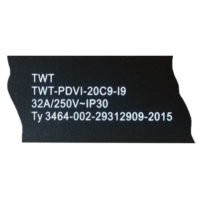Вертикальный блок розеток, 20xC19, 250V, 32A, A/V-метр, шнур 3 метра, вилка IEC309 (TWT-PDVI-20C9-I9)