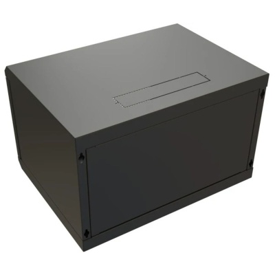 Шкаф Hyperline WRline WR-TW-0945-SR-RAL9004 Шкаф настенный 19-дюймовый (19"), 9U, 500x600х450мм, цельнометаллическая дверь с замком, цвет черный (RAL9004) (разобранный)