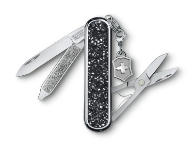 Нож перочинный Victorinox Classic Brilliant Crystal (0.6221.35) 58мм 5функц. черный/серебристый подар.коробка