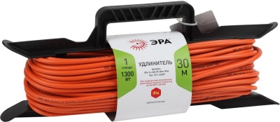 Удлинитель силовой Эра UFx-1e-3x0.75-30m-IP44 (Б0046827) 3x0.75кв.мм 1розет. 30м ПВС 6A пласт.рамка оранжевый