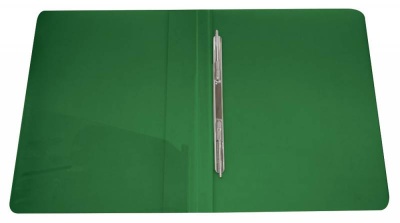 Папка метал.пруж.скоросш. Бюрократ -PZ07PGREEN A4 пластик 0.7мм внут.и торц.карм зеленый