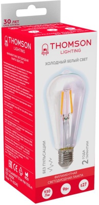 Лампа филам. Thomson Filament TH-B2342 9Вт цок.:E27 эдисон 220B 6500K св.свеч.бел.хол. ST64 (упак.:1шт)