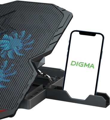 Подставка для ноутбука Digma D-NCP150-2 15.6"360x260x27мм 38дБ 2xUSB 2x 120ммFAN 650г металл/пластик черный