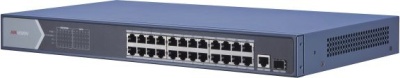 Неуправляемый коммутатор. 24 RJ45 1000M PoE с грозозащитой 6кВ, 2 1000М SFP uplink порта; бюджет PoE 250Вт;таблица MAC адресов на 8000 записей; пропускная способность 52Гб/с; стандарты PoE: IEEE802.3af, IEEE802.3at; 48 VDC,4 A; -10 °C...+55°C Hikvision DS