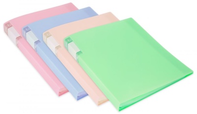 Папка с 20 прозр.вклад. Бюрократ Gems GEM20PIN A4 пластик 0.7мм торц.карм с бум. встав розовый аметист