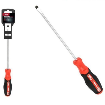 Шлицевая DL3444 SL5x100мм сталь S2, матовый стержень, двухкомпонентная прорезиненная рукоять