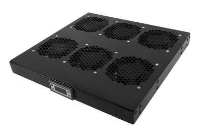 Модуль вентиляторный 19" 1U, 6 вентиляторов, регул. глубина 390-750 мм  с контроллером, черный (R-FAN-6K-1U-9005)