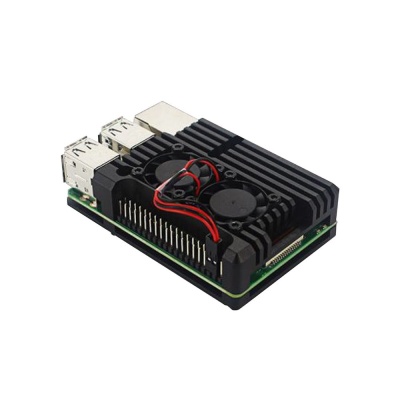 RA458   Корпус ACD  Black Metal Aluminum Case with double Fans for Raspberry Pi 3B/3B+ (RASP2244)