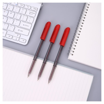 Ручка шариков. Deli EQ01140 прозрачный/красный d=1мм