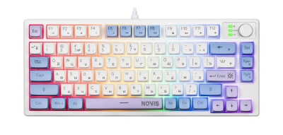 Defender Игровая клавиатура проводная Novis GK-318 RU,бел/гол,80кн+FN,радуж,1.5м