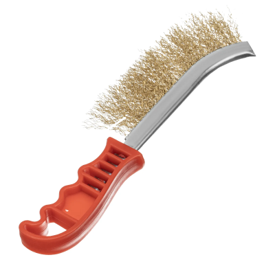 Щетка металлическая латунированная, пластиковая ручка