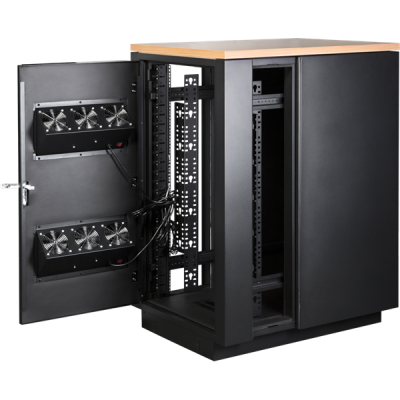 Шкаф коммутационный Lanmaster Soundproof (LAN-DC-CBSP-24U-WD) 24U 750x1130мм пер.дв. с шумоизол. без задн.дв. 2 бок.пан. 1000кг с вентилятором