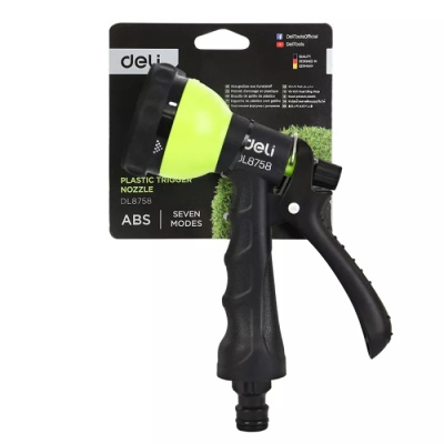 Пистолет-распылитель поливочный Deli DL8758 7 режимов распыления, диаметр шланга 3/4", пластиковый корпус