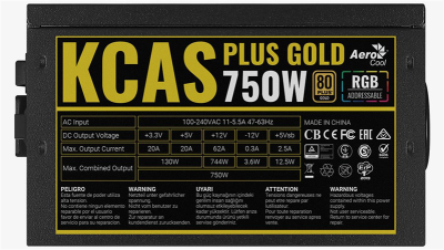 Блок питания Aerocool KCAS PLUS GOLD 750W <750W, ATX v2.4, APFC, Fan ARGB 12cm, 80+ Gold, Retail> (KCAS PLUS GOLD 750W)