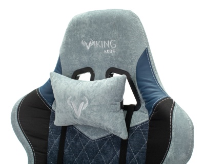 Кресло игровое Бюрократ VIKING 7 KNIGHT Fabric синий текстиль/эко.кожа с подголов. крестовина металл
