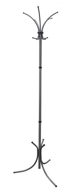 Вешалка напольная Бюрократ Нова-3 НОВА-3/GREY серый основание крестовина наконечники черный крючки двойные для верхней одежды метал. (упак.:1шт)