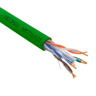 Кабель NEOMAX [NM716021] U/UTP cat.6 4x2x0.57, 23 AWG, Медь, внутренний, PVCLS нг(А)-LSLTx, 305м, зеленый;  Fluke Tested