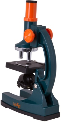 Микроскоп Levenhuk LabZZ M1 монокуляр 100-300 на 3 объектива зеленый/оранжевый