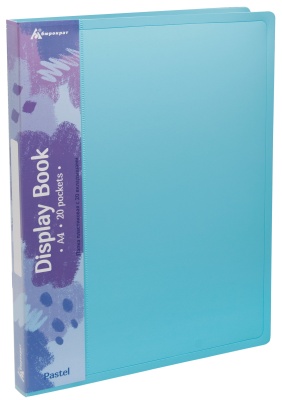 Папка с 20 прозр.вклад. Бюрократ Pastel PAST20BLUE A4 пластик 0.5мм торц.карм с бум. встав голубой
