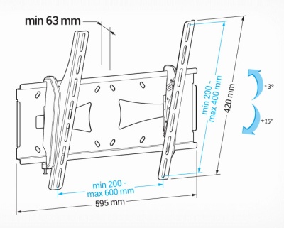 Кронштейн для телевизора Holder PTS-4006 черный 32"-60" макс.45кг настенный наклон