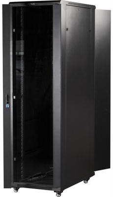 Шкаф 19" Business, 42U 800x800, черный, передняя дверь стекло, задняя дверь распашная металл (TWT-CBB-42U-8x8-G1)