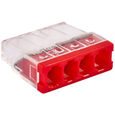 Клемма соединительная  4-контактная с пастой Elеctrodeel ED 772-204, сечение 0,5-2,5 мм2, 24А/450В (упаковка 100 штук)