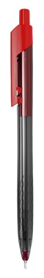 Ручка шариковая Deli EQ01340 Arrow авт. 0.7мм прозрачный/красный красные чернила
